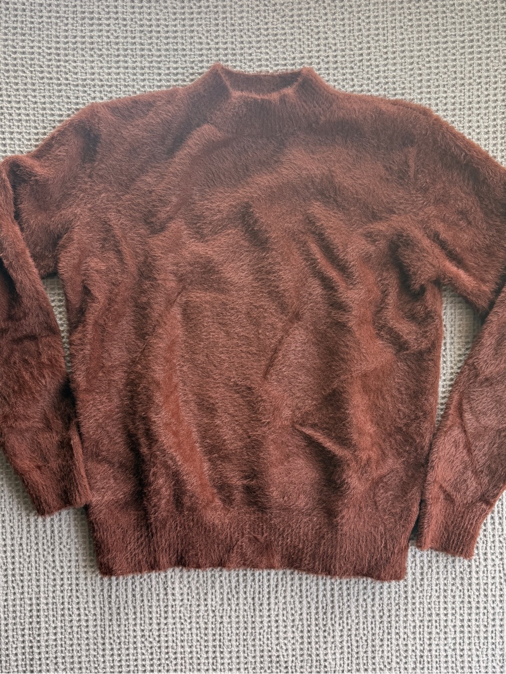 Zara Brown Fuzzy Crewneck Sweater